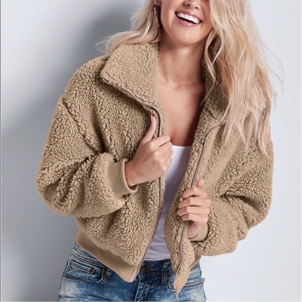 Cozy Women's Tan Teddy Jacket